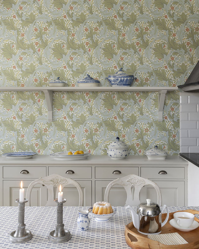 Granville Olive Leafy Vine Wallpaper with Traditional Botanical Acanthus Motif - A-Street Prints 4153-82012