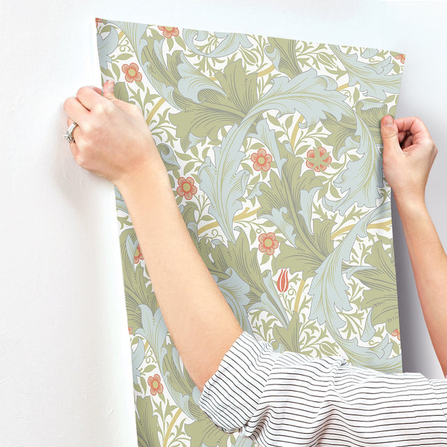 Granville Olive Leafy Vine Wallpaper with Traditional Botanical Acanthus Motif - A-Street Prints 4153-82012