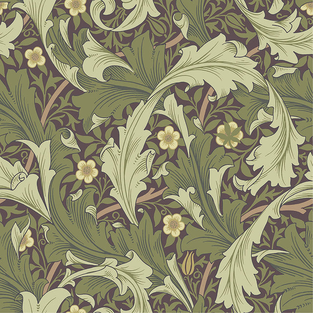 Granville Plum Leafy Vine Wallpaper with Botanical Traditional Pattern - A-Street Prints 4153-82013