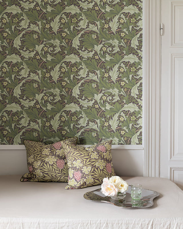 Granville Plum Leafy Vine Wallpaper with Botanical Traditional Pattern - A-Street Prints 4153-82013