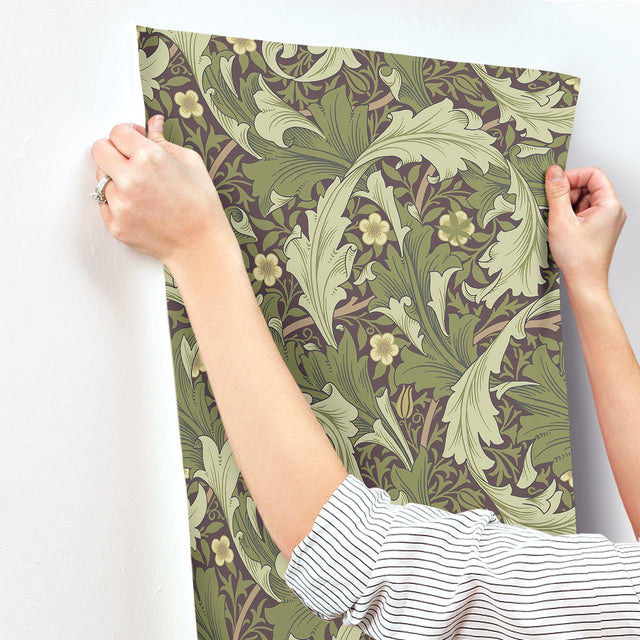 Granville Plum Leafy Vine Wallpaper with Botanical Traditional Pattern - A-Street Prints 4153-82013