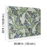 Granville Green Leafy Vine Wallpaper with Botanical Acanthus Pattern - A-Street Prints 4153-82014