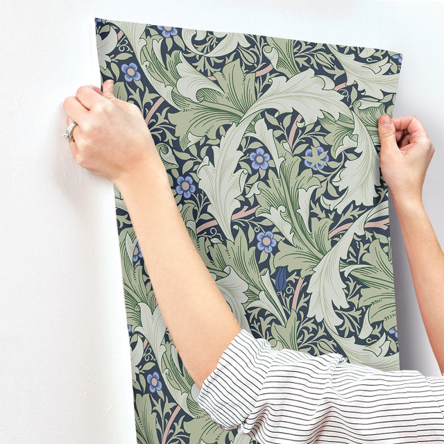 Granville Green Leafy Vine Wallpaper with Botanical Acanthus Pattern - A-Street Prints 4153-82014