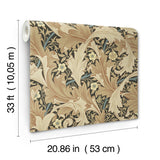 Granville Apricot Leafy Vine Wallpaper with Botanical Acanthus Motif - A-Street Prints 4153-82015