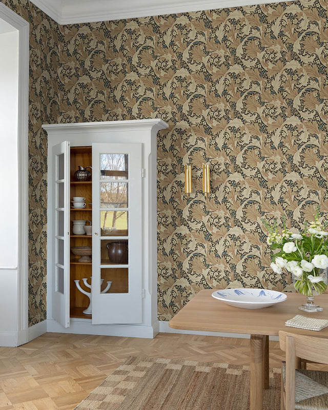 Granville Apricot Leafy Vine Wallpaper with Botanical Acanthus Motif - A-Street Prints 4153-82015
