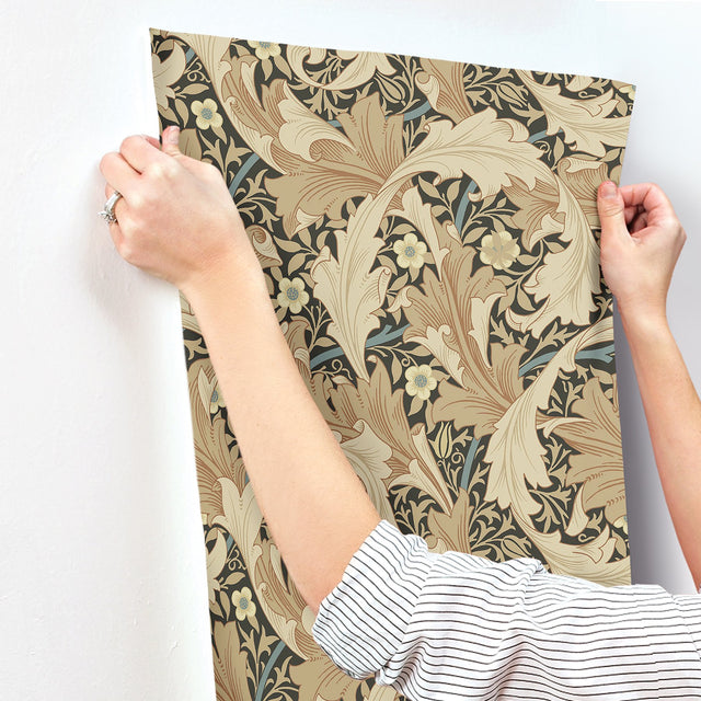 Granville Apricot Leafy Vine Wallpaper with Botanical Acanthus Motif - A-Street Prints 4153-82015