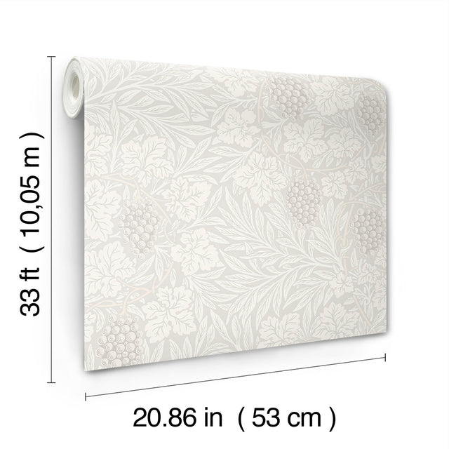 Vine White Woodland Fruits Wallpaper with Botanical Vine and Grape Motif - Brewster 4153-82016