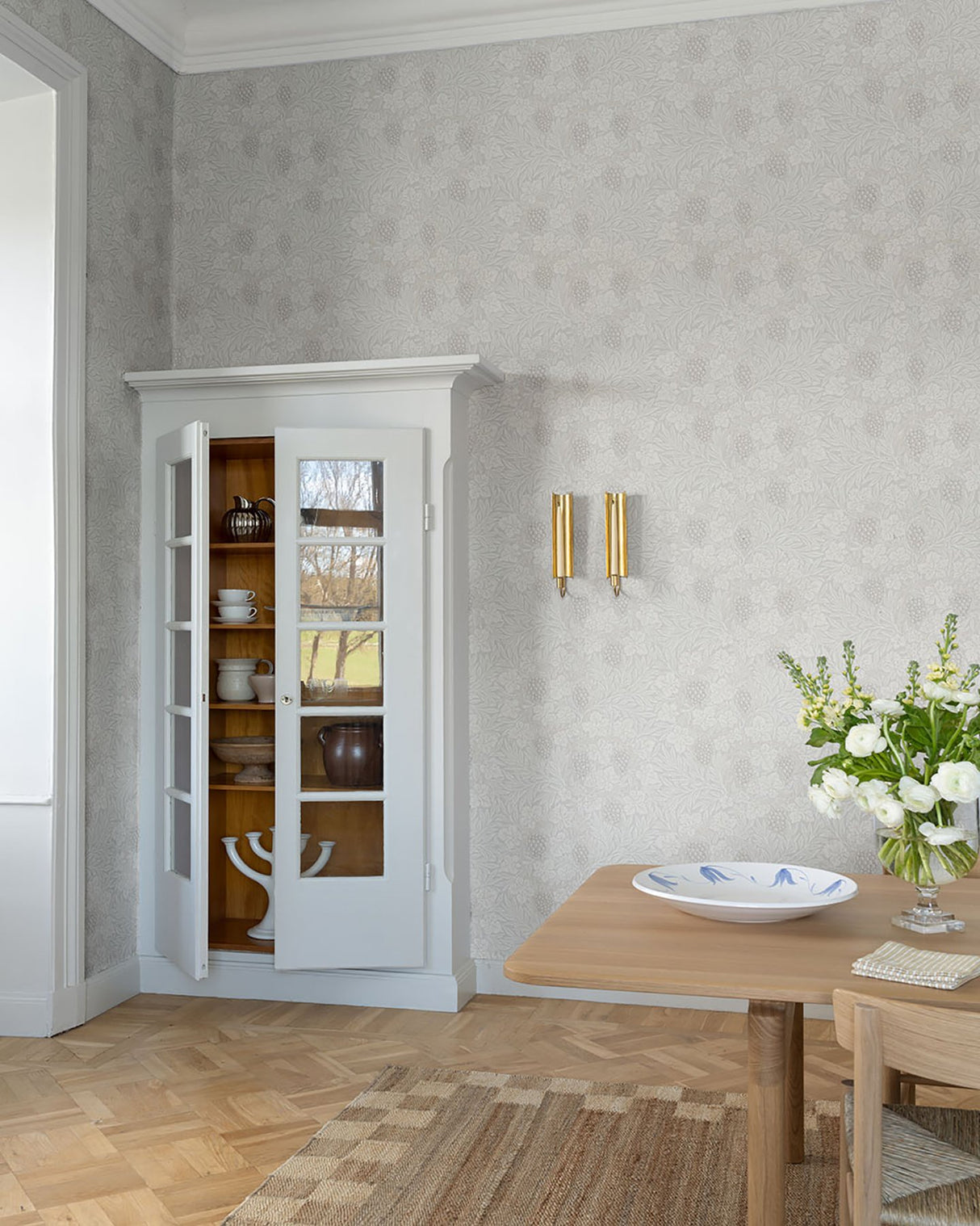 Vine White Woodland Fruits Wallpaper with Botanical Vine and Grape Motif - Brewster 4153-82016