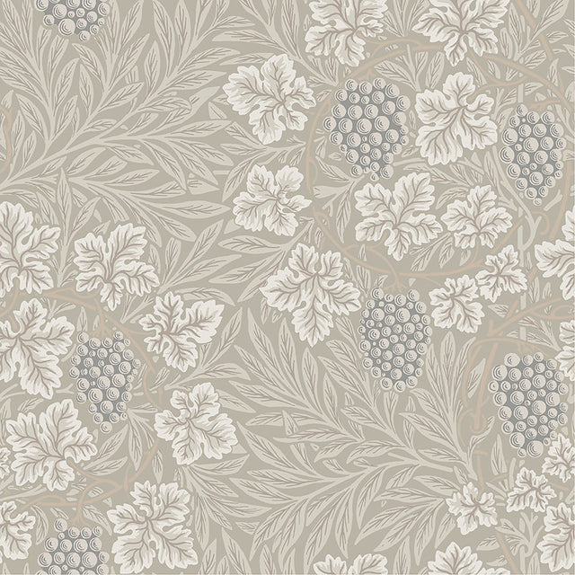 Vine Light Grey Woodland Fruits Wallpaper with Botanical Vine and Grapes Motif - A-Street Prints 4153-82017