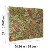 Vine Ruby Woodland Fruits Wallpaper with Botanical Traditional Motif - Brewster 4153-82018