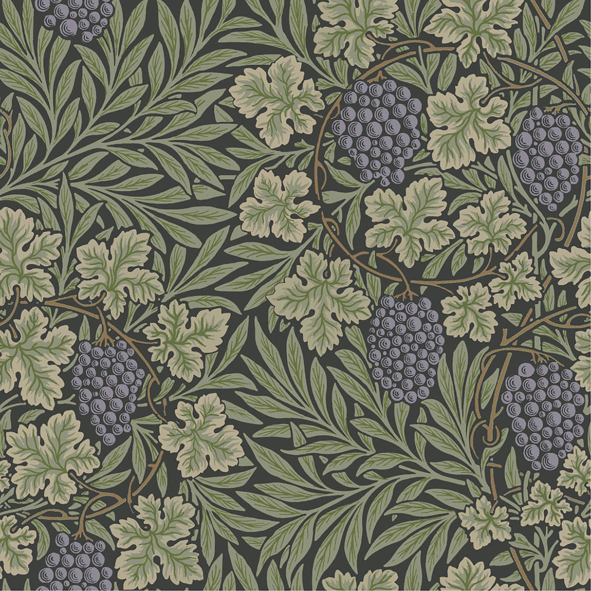 Vine Green Woodland Fruits Wallpaper with Traditional Botanical Vine Pattern - A-Street Prints 4153-82019