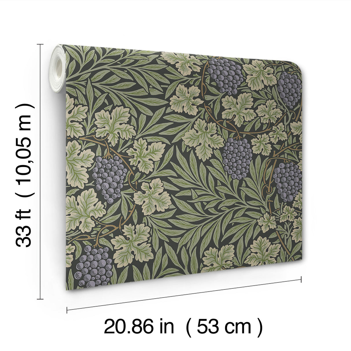 Vine Green Woodland Fruits Wallpaper with Traditional Botanical Vine Pattern - A-Street Prints 4153-82019