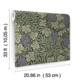Vine Green Woodland Fruits Wallpaper with Traditional Botanical Vine Pattern - A-Street Prints 4153-82019