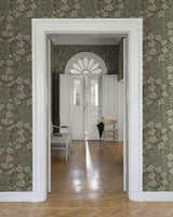Vine Dark Green Woodland Fruits Wallpaper with Botanical Traditional Pattern - A-Street Prints 4153-82020