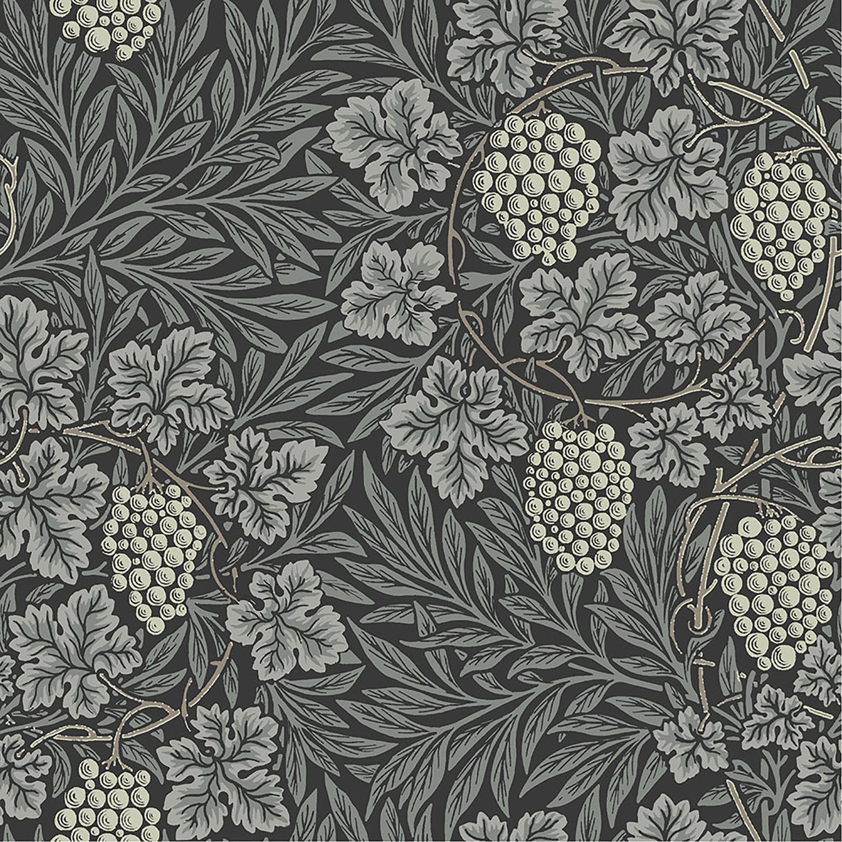 Vine Denim Woodland Fruits Wallpaper with Botanical Vine and Grapes Motif - A-Street Prints 4153-82021