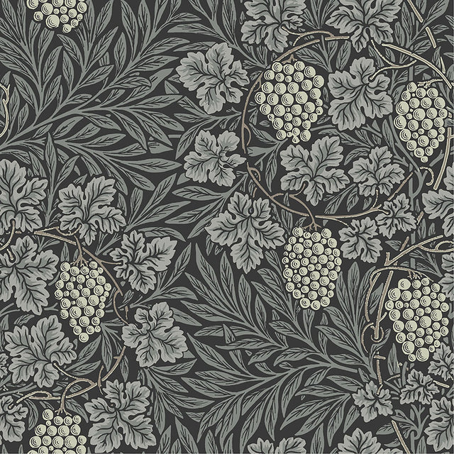 Vine Denim Woodland Fruits Wallpaper with Botanical Vine and Grapes Motif - A-Street Prints 4153-82021