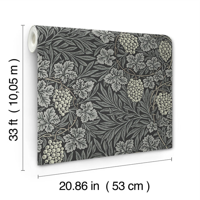 Vine Denim Woodland Fruits Wallpaper with Botanical Vine and Grapes Motif - A-Street Prints 4153-82021