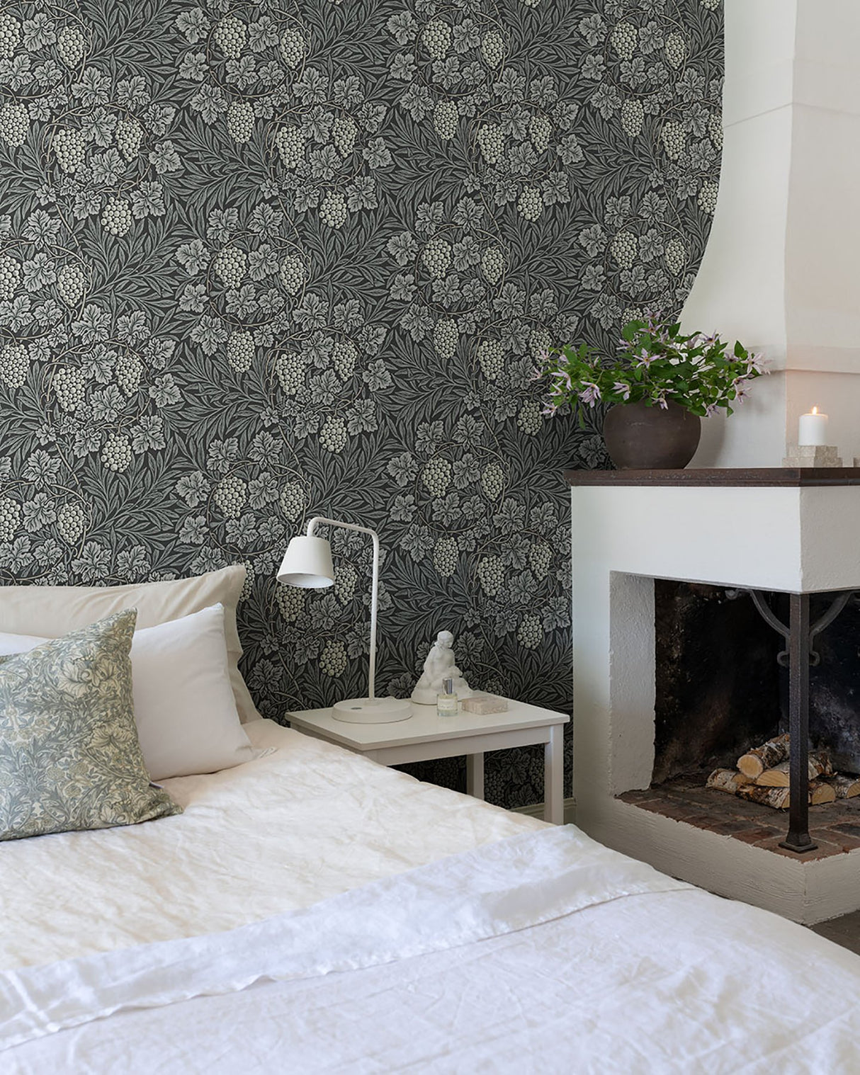 Vine Denim Woodland Fruits Wallpaper with Botanical Vine and Grapes Motif - A-Street Prints 4153-82021