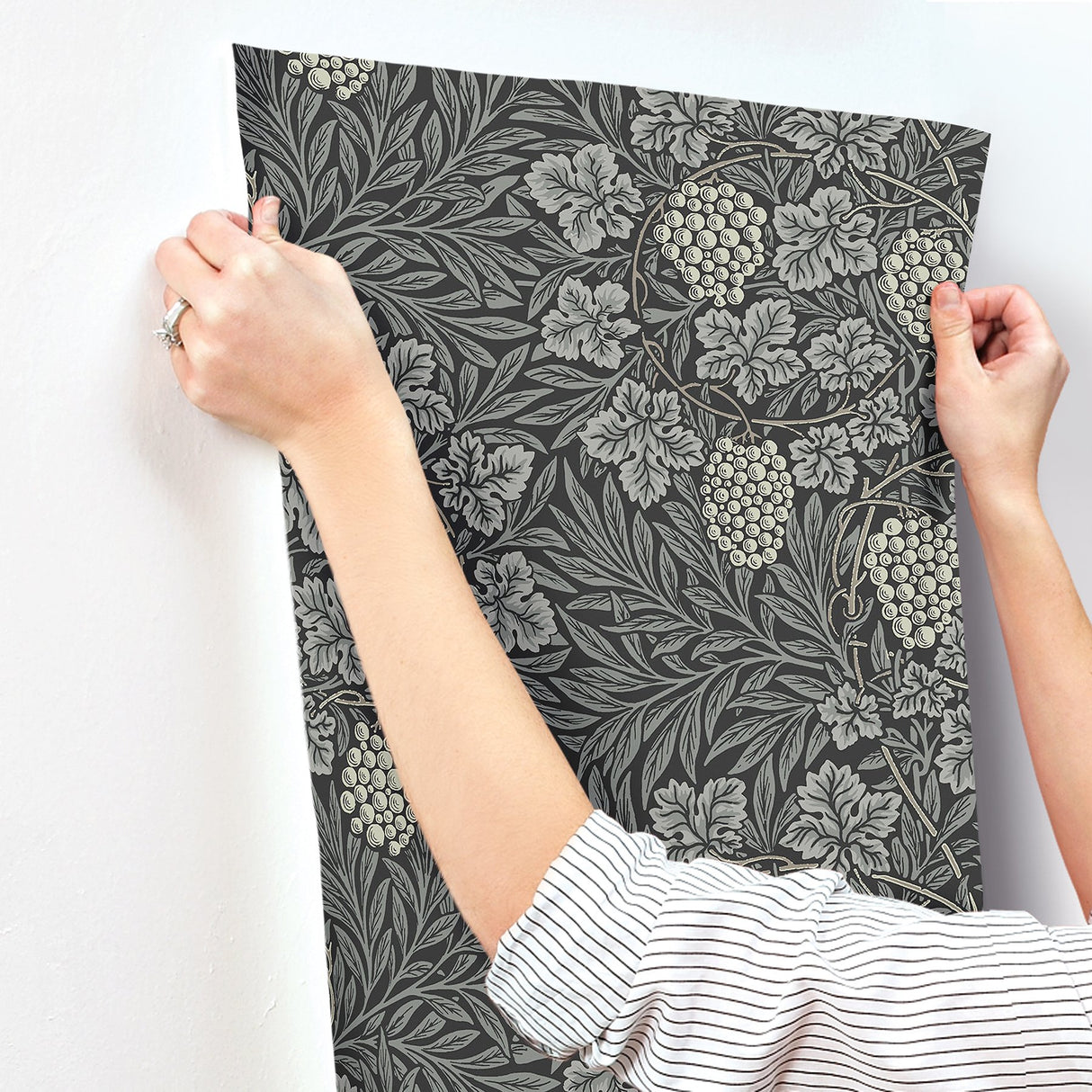 Vine Denim Woodland Fruits Wallpaper with Botanical Vine and Grapes Motif - A-Street Prints 4153-82021