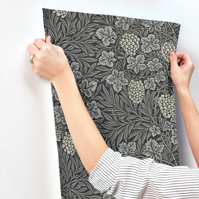 Vine Denim Woodland Fruits Wallpaper with Botanical Vine and Grapes Motif - A-Street Prints 4153-82021