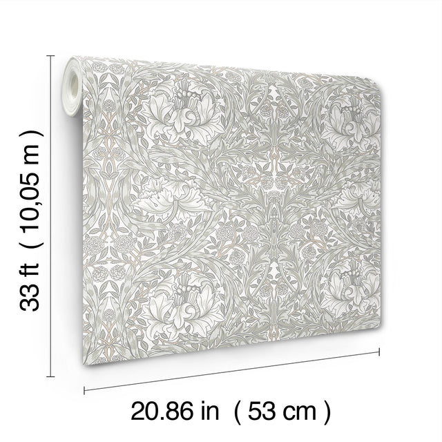 African Marigold White Floral Wallpaper with Traditional Botanical Pattern - A-Street Prints 4153-82022