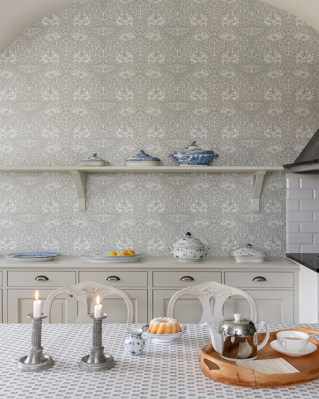 African Marigold White Floral Wallpaper with Traditional Botanical Pattern - A-Street Prints 4153-82022