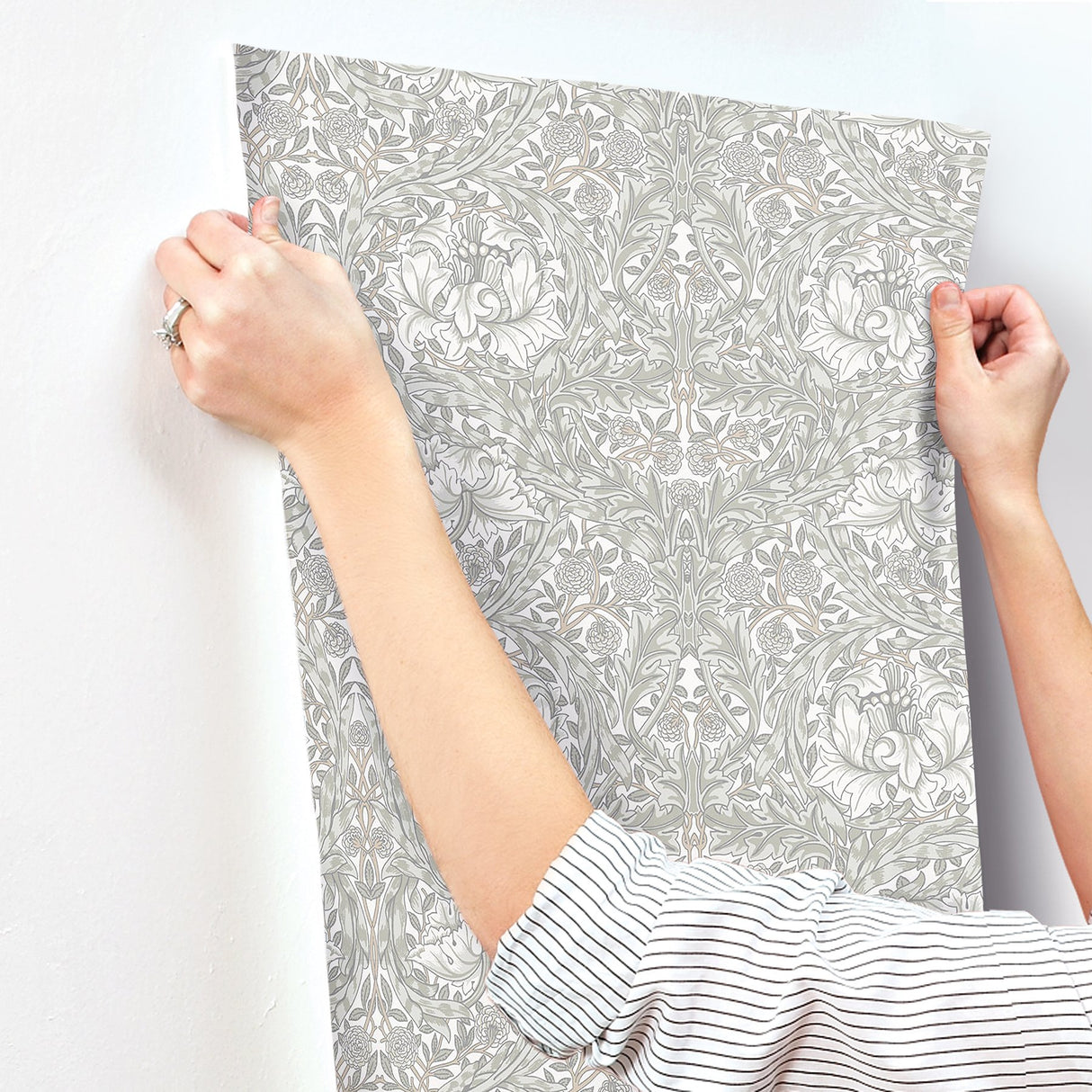 African Marigold White Floral Wallpaper with Traditional Botanical Pattern - A-Street Prints 4153-82022