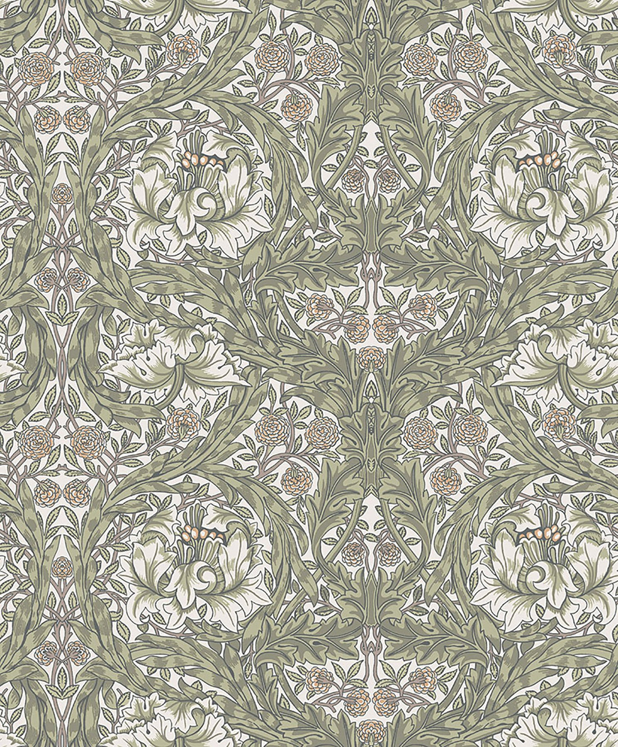 African Marigold Green Floral Wallpaper with Botanical Traditional Motif - A-Street Prints 4153-82023