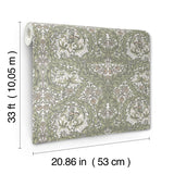African Marigold Green Floral Wallpaper with Botanical Traditional Motif - A-Street Prints 4153-82023