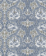African Marigold Blue Floral Wallpaper with Botanical Traditional Pattern - A-Street Prints 4153-82024