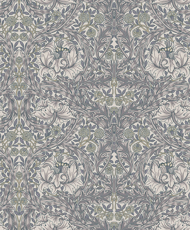 African Marigold Grey Floral Wallpaper with Botanical Traditional Pattern - A-Street Prints 4153-82025
