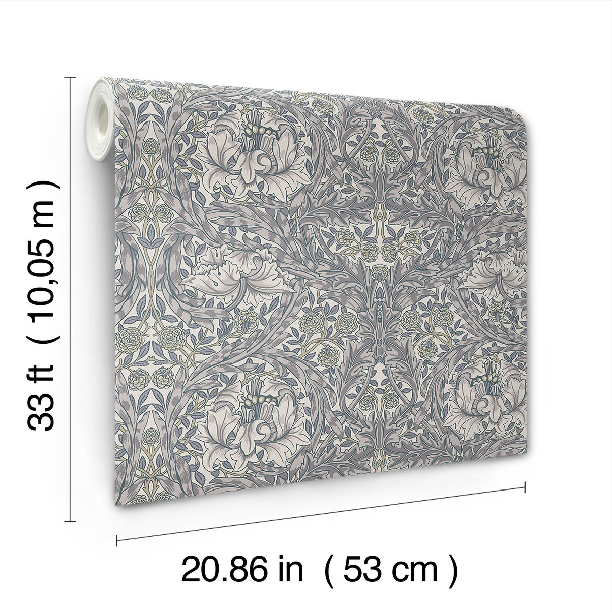 African Marigold Grey Floral Wallpaper with Botanical Traditional Pattern - A-Street Prints 4153-82025