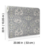 African Marigold Grey Floral Wallpaper with Botanical Traditional Pattern - A-Street Prints 4153-82025