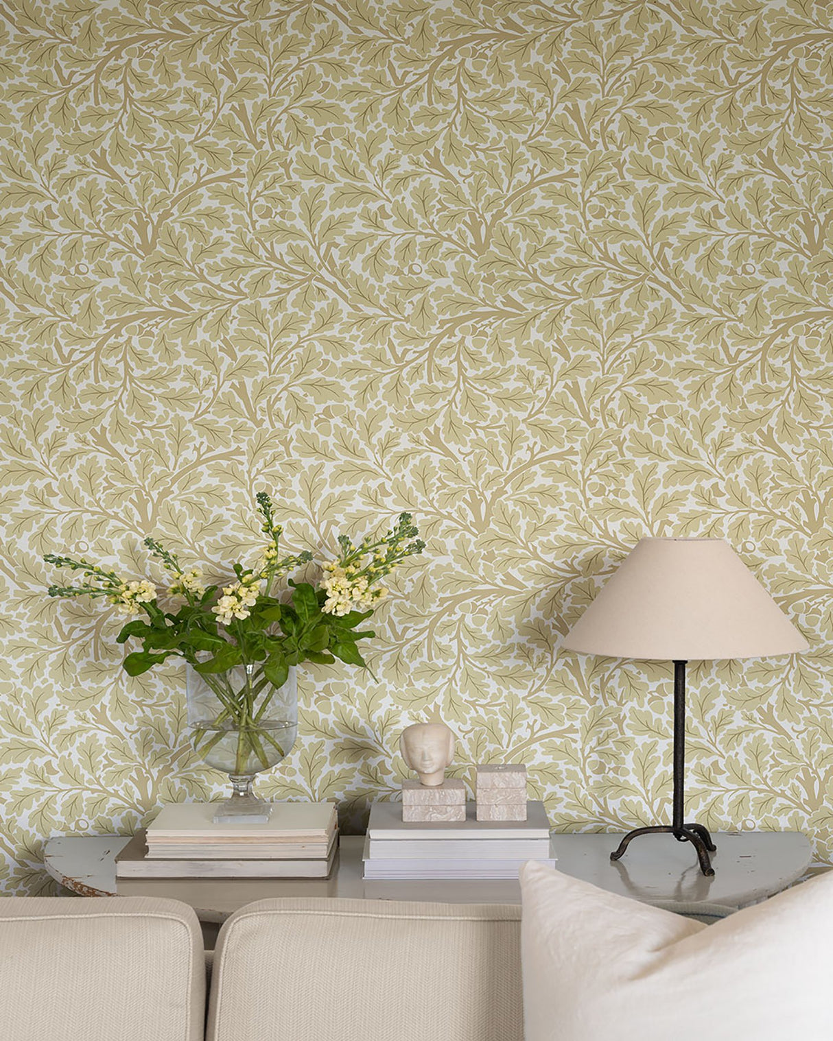 Oak Tree Light Yellow Leaf Wallpaper with Botanical Leaf Motif - A-Street Prints 4153-82027