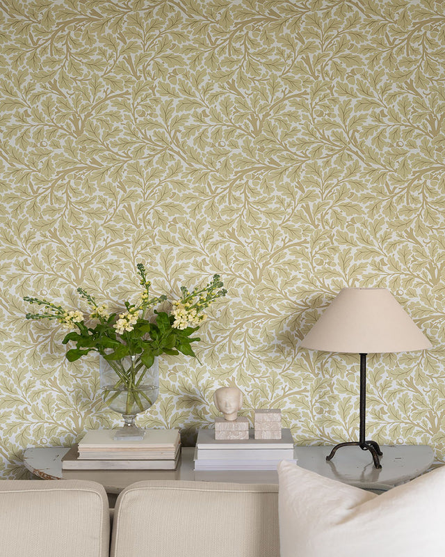 Oak Tree Light Yellow Leaf Wallpaper with Botanical Leaf Motif - A-Street Prints 4153-82027
