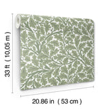 Oak Tree Green Leaf Wallpaper with Botanical Leaves Pattern - A-Street Prints 4153-82028
