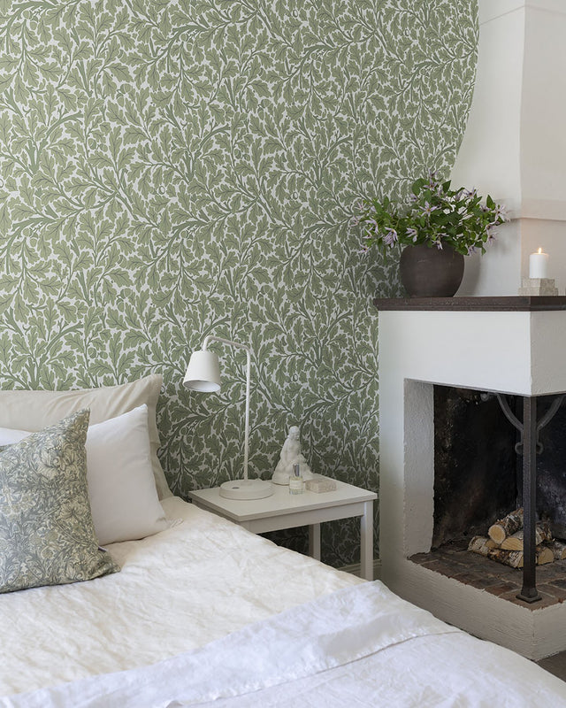 Oak Tree Green Leaf Wallpaper with Botanical Leaves Pattern - A-Street Prints 4153-82028