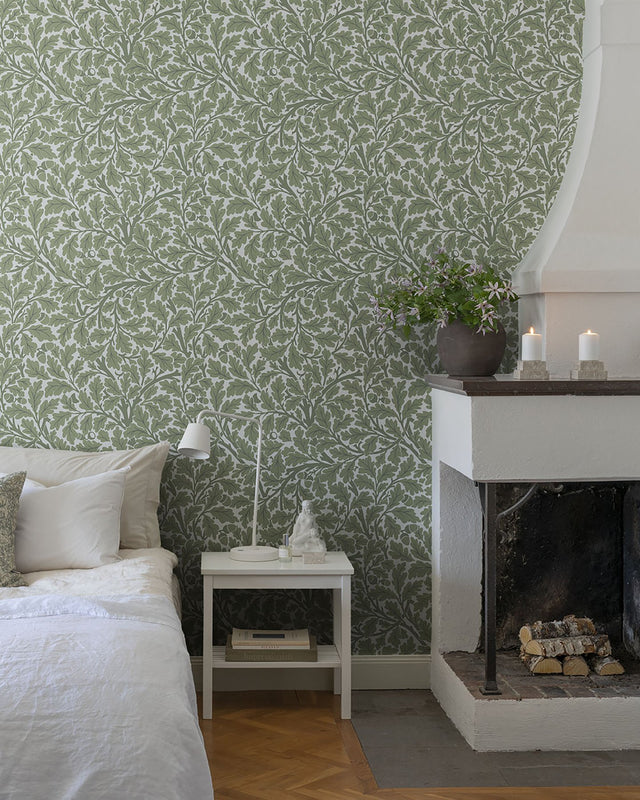 Oak Tree Green Leaf Wallpaper with Botanical Leaves Pattern - A-Street Prints 4153-82028