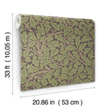 Oak Tree Plum Leaf Wallpaper with Botanical Leaves Pattern - Brewster 4153-82029