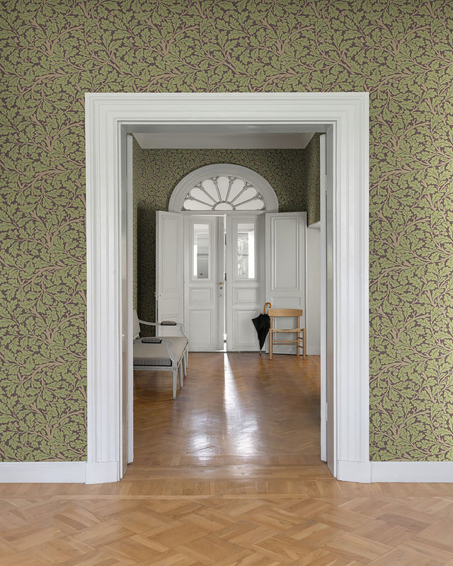 Oak Tree Plum Leaf Wallpaper with Botanical Leaves Pattern - Brewster 4153-82029