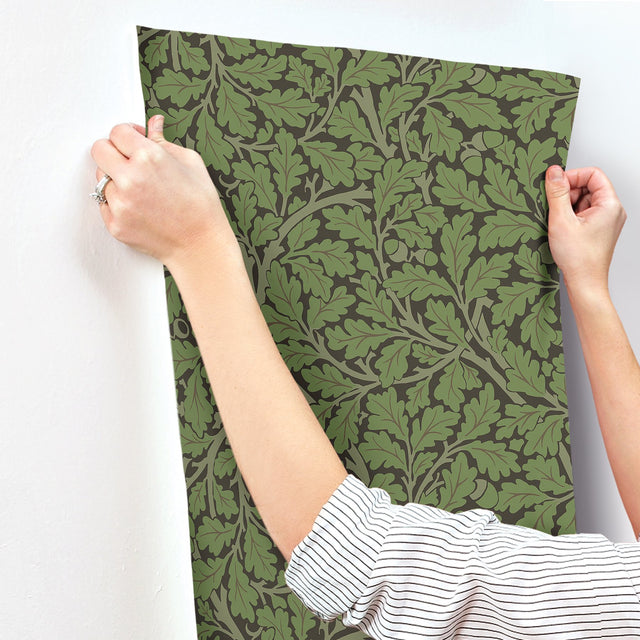Oak Tree Black Leaf Wallpaper with Botanical Leaf Pattern - A-Street Prints 4153-82030