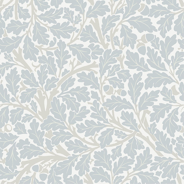 Oak Tree Sky Blue Leaf Wallpaper with Botanical Leaves Pattern, Traditional Style - A-Street Prints 4153-82031