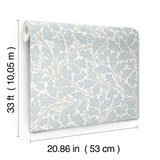 Oak Tree Sky Blue Leaf Wallpaper with Botanical Leaves Pattern, Traditional Style - A-Street Prints 4153-82031