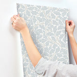 Oak Tree Sky Blue Leaf Wallpaper with Botanical Leaves Pattern, Traditional Style - A-Street Prints 4153-82031