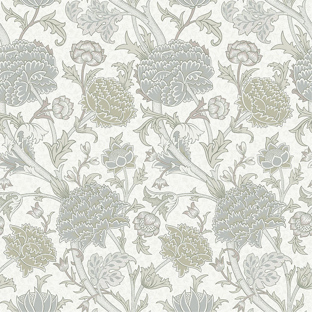 Cray Light Green Floral Trail Wallpaper with Botanical Flowers Pattern, Traditional Style - A-Street Prints 4153-82032