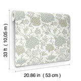 Cray Light Green Floral Trail Wallpaper with Botanical Flowers Pattern, Traditional Style - A-Street Prints 4153-82032