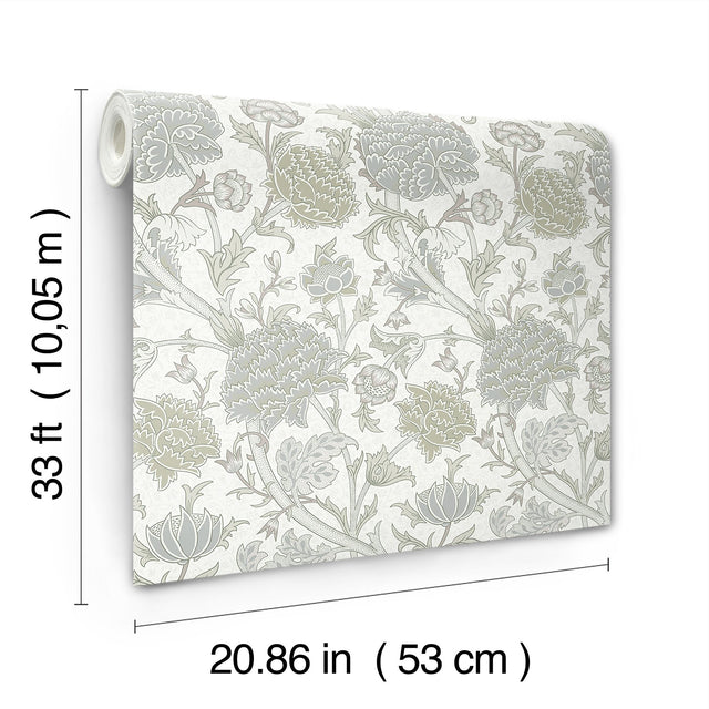 Cray Light Green Floral Trail Wallpaper with Botanical Flowers Pattern, Traditional Style - A-Street Prints 4153-82032