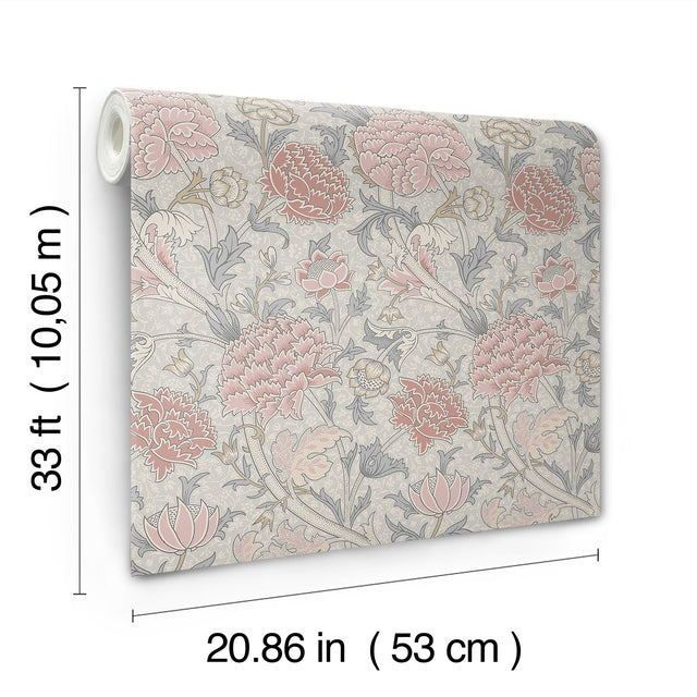 Cray Pink Floral Trail Wallpaper with Botanical Flower Pattern - A-Street Prints 4153-82033