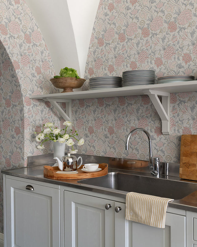 Cray Pink Floral Trail Wallpaper with Botanical Flower Pattern - A-Street Prints 4153-82033
