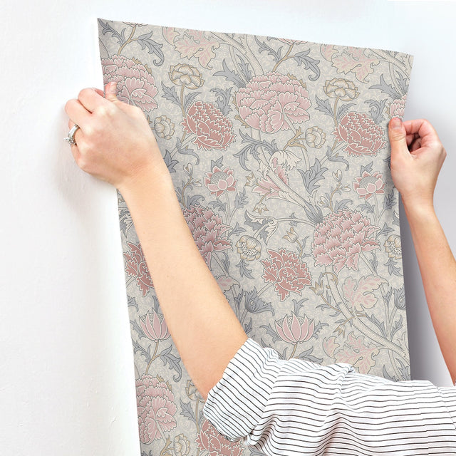 Cray Pink Floral Trail Wallpaper with Botanical Flower Pattern - A-Street Prints 4153-82033